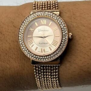 Rose Gold Beaded Geneva Watch